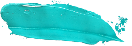 Vibrant Teal Dash with Splatter Paint Daubs